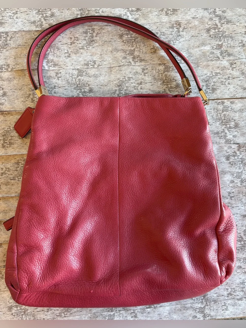 Preloved COACH MADISON PHOEBE LEATHER SHOULDER BAG PURSE PINK PEONY